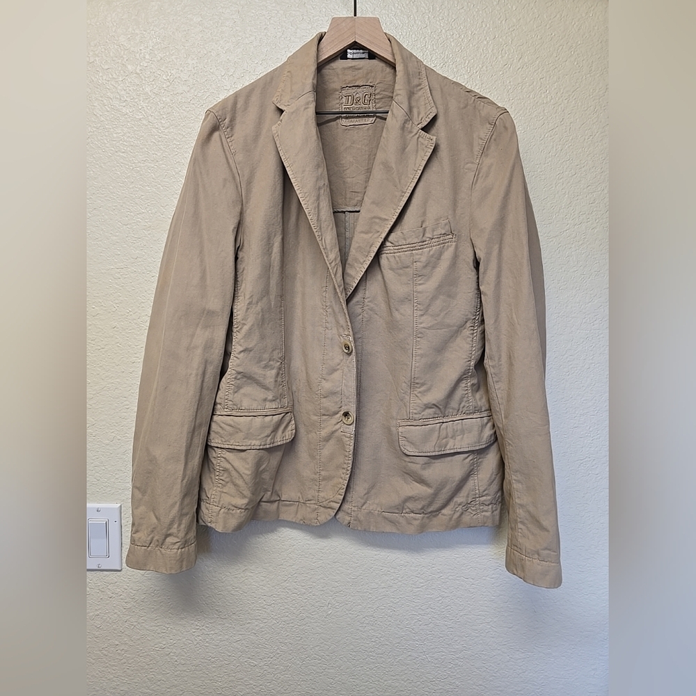 DOLCE & GABBANA Vtg Jacket Sz IT 52 US 42 XL Mens Cotton Beige Khaki Safari